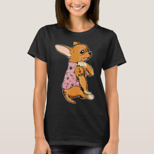 T-shirt I Love Mom Tattoo Chihuahua Fleurs de Chien