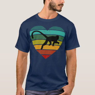T-shirt I Love Monkeys Gibbons Lemurs Coeur rétro