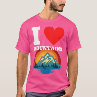 T-shirt I Love Mountains Heart Design Pour L'Escalade De M