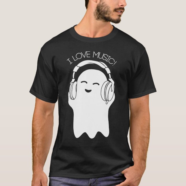 T-shirt I love music ghost (Devant)