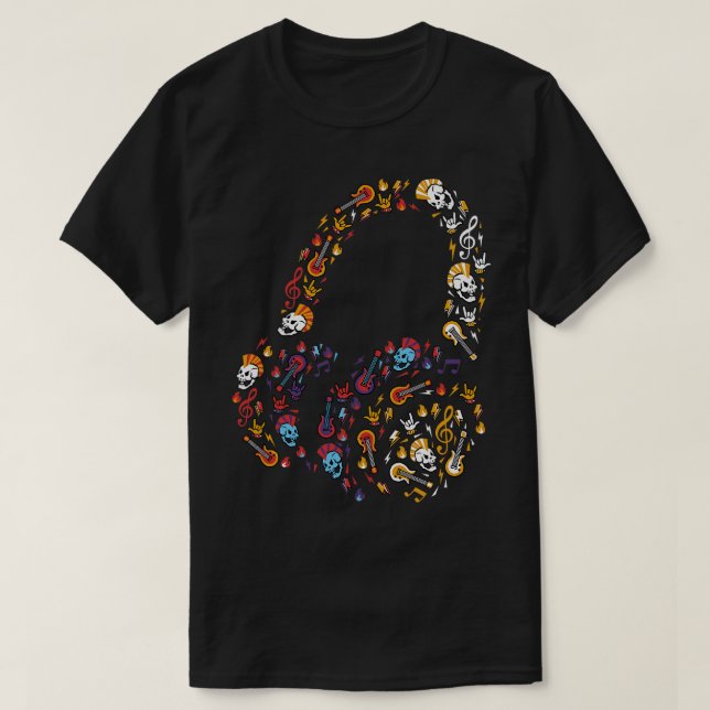 T-shirt I Love Music Headphone par Tobe Fonseca (Design devant)