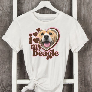 T-shirt I Love My Beagle Custom Pink Heart Photo