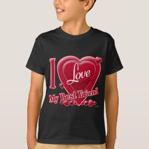 T-shirt I Love My Best Friend rouge - coeur