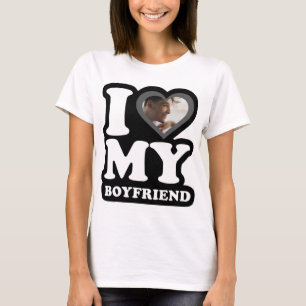 T-shirt I Love My Boyfriend Black & White - Photo personna