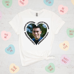 T-shirt I Love My Boyfriend Coeur Enveloppé Texte Valentin