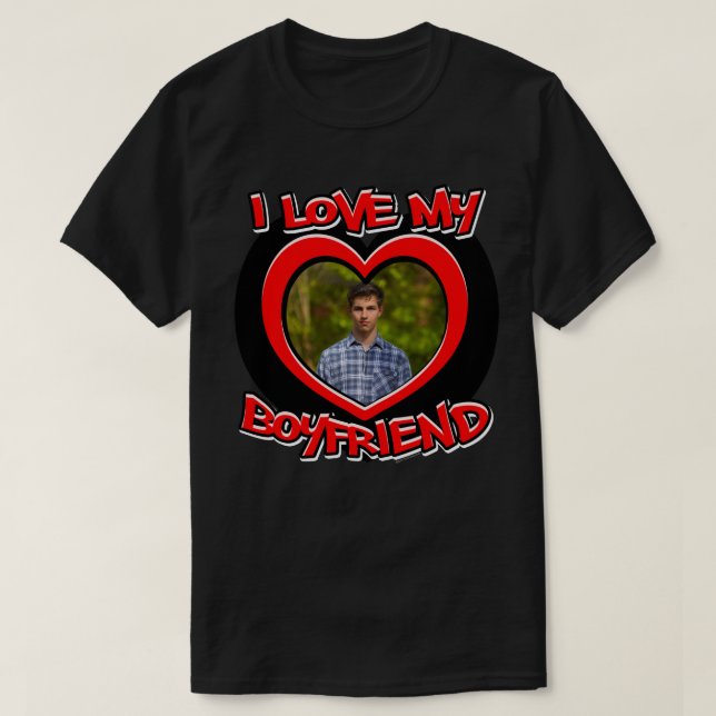 T-shirt I Love my Boyfriend Graffiti Heart Frame Rouge T-S (Design devant)