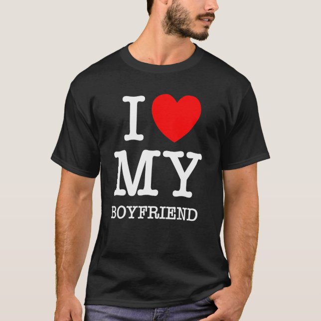 T-shirt I Love My Boyfriend I Heart My Girlfriend GF Valen (Devant)