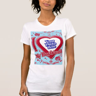 T-shirt I Love My Boyfriend Photo Coeurs rouges Horizon bl