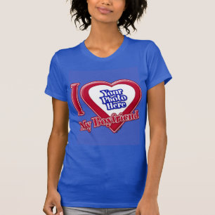 T-shirt I Love My Boyfriend Photo Red Heart D R Blue