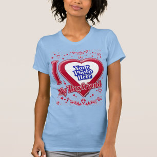 T-shirt I Love My Boyfriend Photo Red Hearts Baby Blue