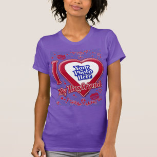 T-shirt I Love My Boyfriend Photo Red Hearts Purple
