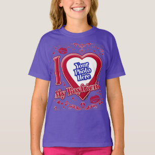 T-shirt I Love My Boyfriend Photo Red Hearts Purple