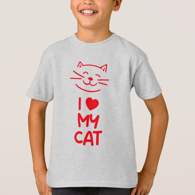 T-shirt I love my cat (Devant)