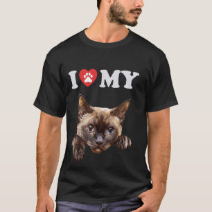 T-shirt I Love My Cat Burmese Kitten Funny Amoureux des ch