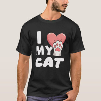 T-shirt I Love My Cat - Joli Cat Paw Design