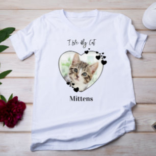 T-shirt I Love My Cat Personalized Heart Pet Photo