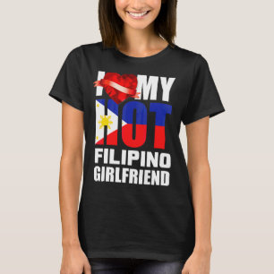 T-shirt I Love My Crazy Filipino Girlfriend Crystal Heart