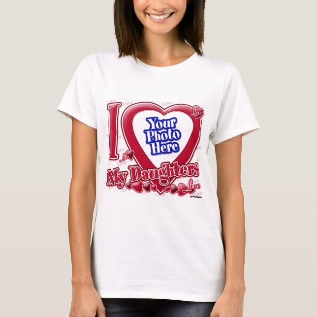 T-shirt I Love My Daughters coeur rouge - photo (Devant)