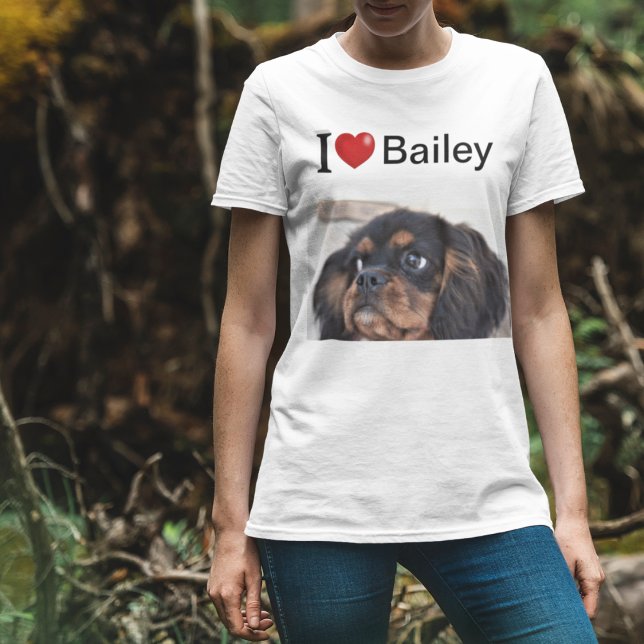 T-shirt I Love My Dog photo personnalisée (Créateur téléchargé)