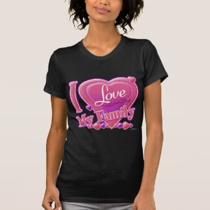 T-shirt I Love My Family rose/violet - coeur