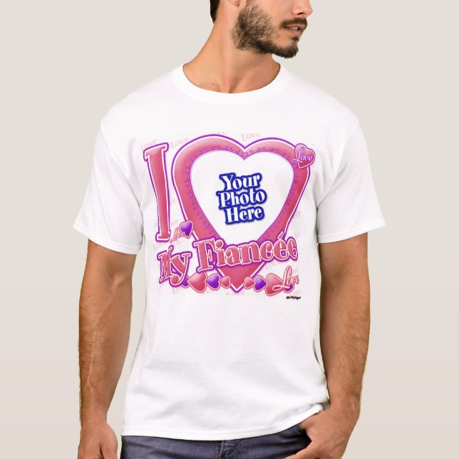 T-shirt I Love My Fiancée rose/violet - photo (Devant)