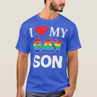 T-shirt I Love My Gay Son LGB Lesbian Rainbow Pride L