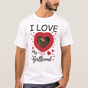 T-shirt I Love My Girlfriend Heart Photo personnalisée