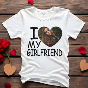 T-shirt I Love My Girlfriend Heart Photo personnalisée
