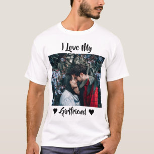 T-shirt I Love My Girlfriend Heart Photo personnalisée T-S