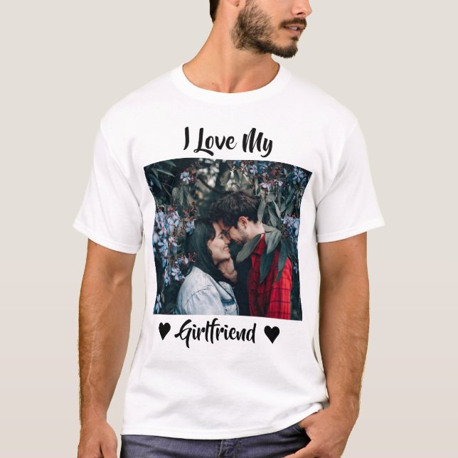 T-shirt I Love My Girlfriend Heart Photo personnalisée T-S (Devant)