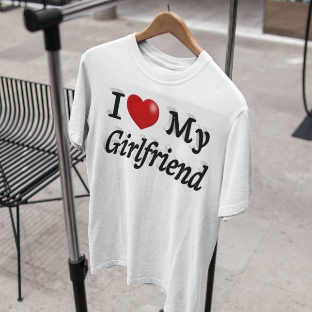 T-shirt I Love My Girlfriend mignon texte noir (Créateur téléchargé)