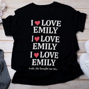 T-shirt I Love My Girlfriend Nom Petit ami personnalisé