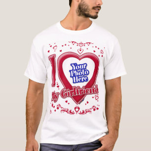 T-shirt I Love My Girlfriend Photo Coeurs rouges