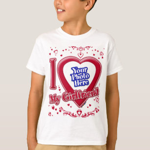 T-shirt I Love My Girlfriend Photo Coeurs rouges