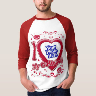 T-shirt I Love My Girlfriend Photo Coeurs rouges Baiser