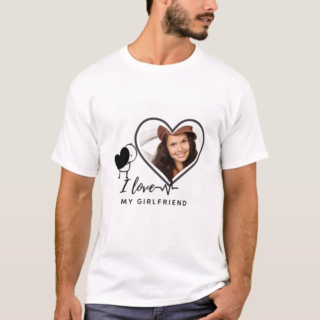 T-shirt I Love My Girlfriend PHOTO Don Coeur personnalisé (Devant)