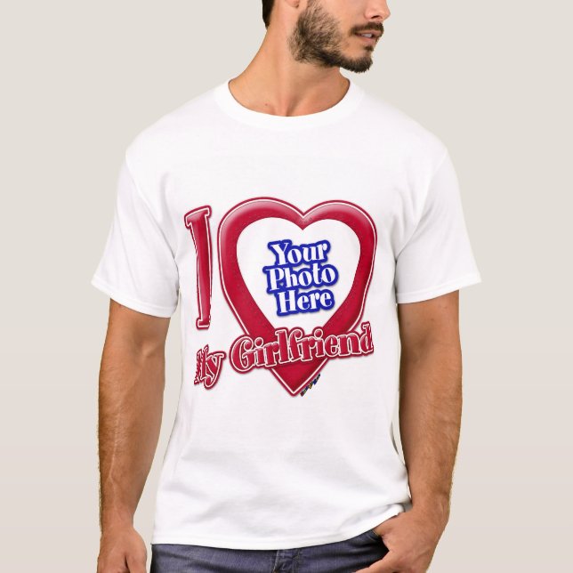 T-shirt I Love My Girlfriend Photo Red Heart (Devant)