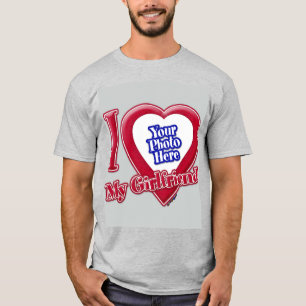 T-shirt I Love My Girlfriend Photo Red Heart Grey