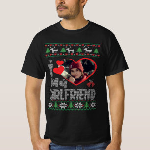 T-shirt I Love My Girlfriend Photo Vilain Chandail de Noël