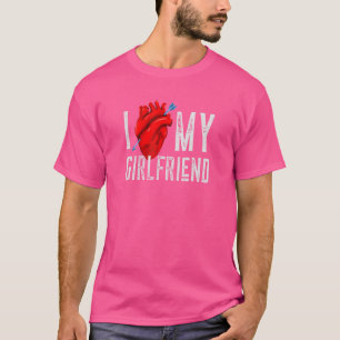 T-shirt I Love My Girlfriend Real Heart Formé Image