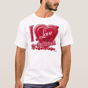 T-shirt I Love My Girlfriend rouge - coeur