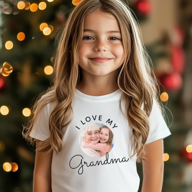 T-shirt I Love My Grand-mère Birthday Photo personnalisée (Créateur téléchargé)