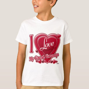 T-shirt I Love My Great Grand-pa rouge - coeur