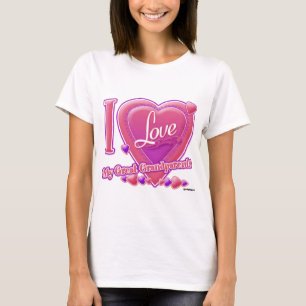 T-shirt I Love My Great Grand-parents rose/violet - coeur
