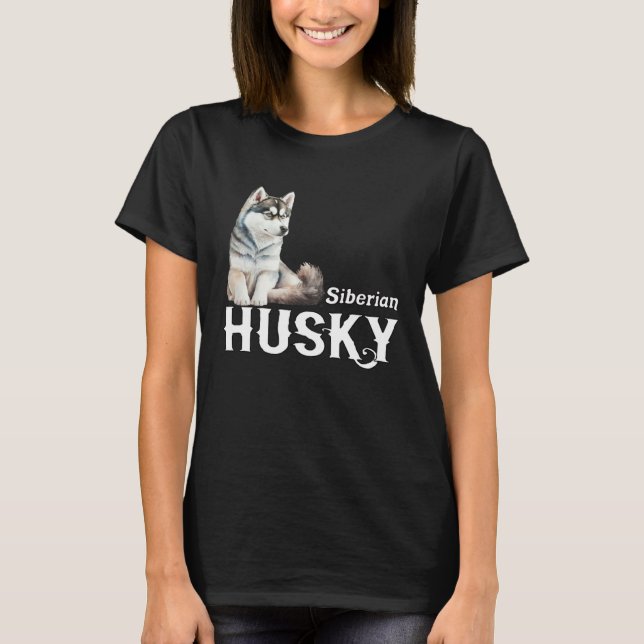 T-shirt I Love My Husky Cute Sled Dog Siberian Husky (Devant)