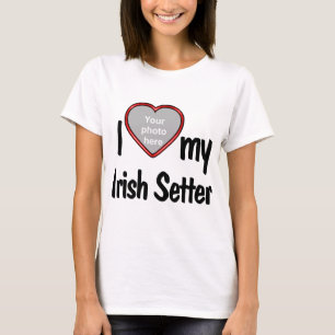 T-shirt I Love My Irish Setter Cute Red Heart Photo Frame