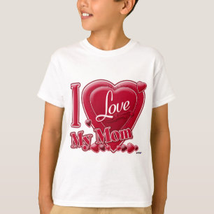 T-shirt I Love My Mom rouge - coeur