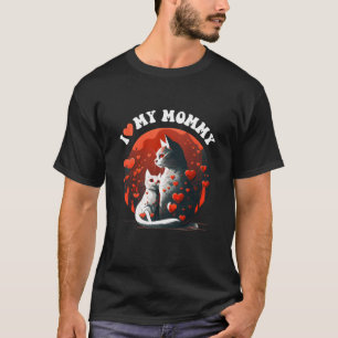 T-shirt I Love My Mommy Mama chat serres chaton Red Heart 