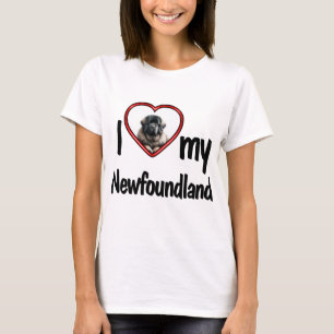 T-shirt I Love My Newfoundland Amoureux des chiens Red Hea
