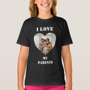 T-shirt I Love My Parents Heart Personnalisé Photo